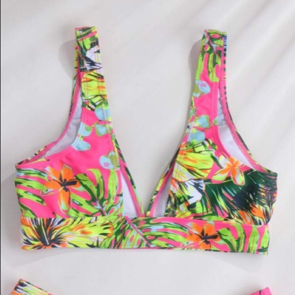 Pink Tropical Floral Boho Cheeky Lined Bikini - Picture 5 of 16